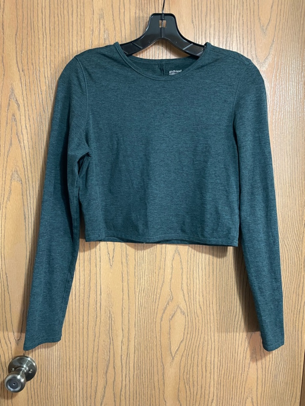Green Cropped Tee with Long Sleeves